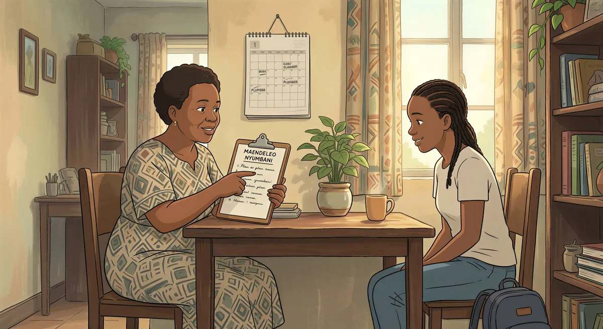 Landlord and tenant reviewing a plan to accept partial rent payments in Kenya