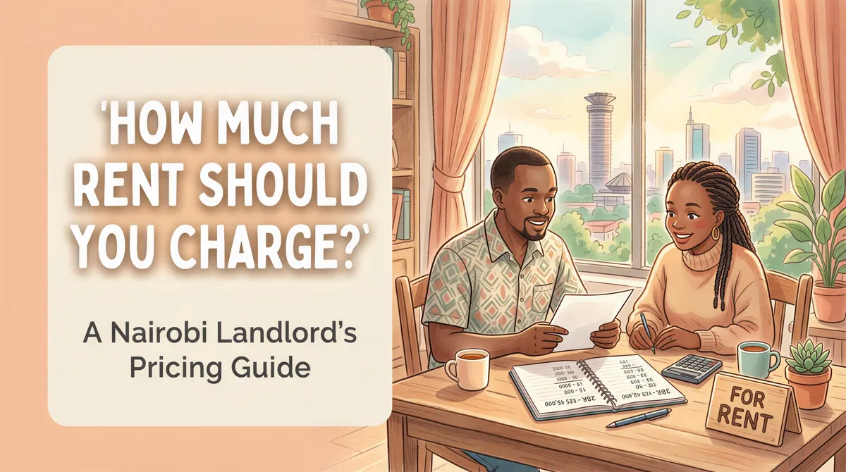 Studio Ghibli-style banner for Nairobi landlord pricing guide with warm pastels