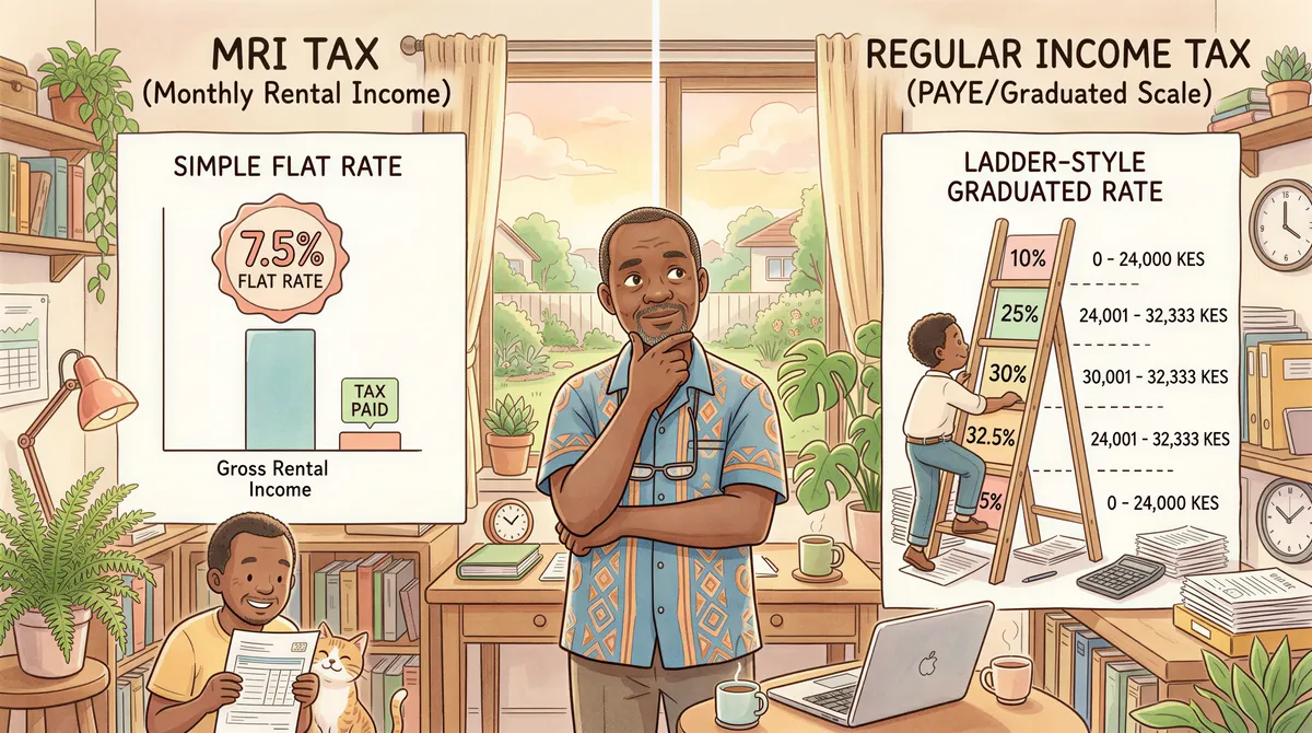 Diagram comparing MRI tax and regular income tax for landlords