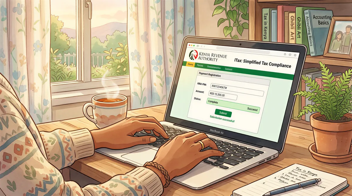 A landlord navigating the KRA iTax portal to register a rental property.