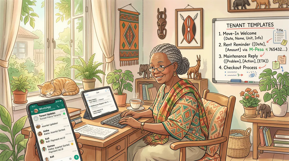 Tenant communication templates and channels visualized for Kenya landlords