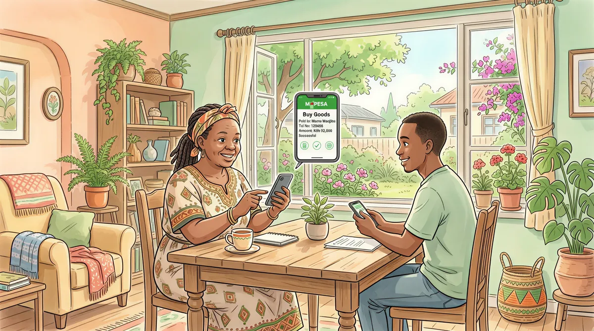 Kenyan landlord using M-Pesa Buy Goods (Till) for rent payments