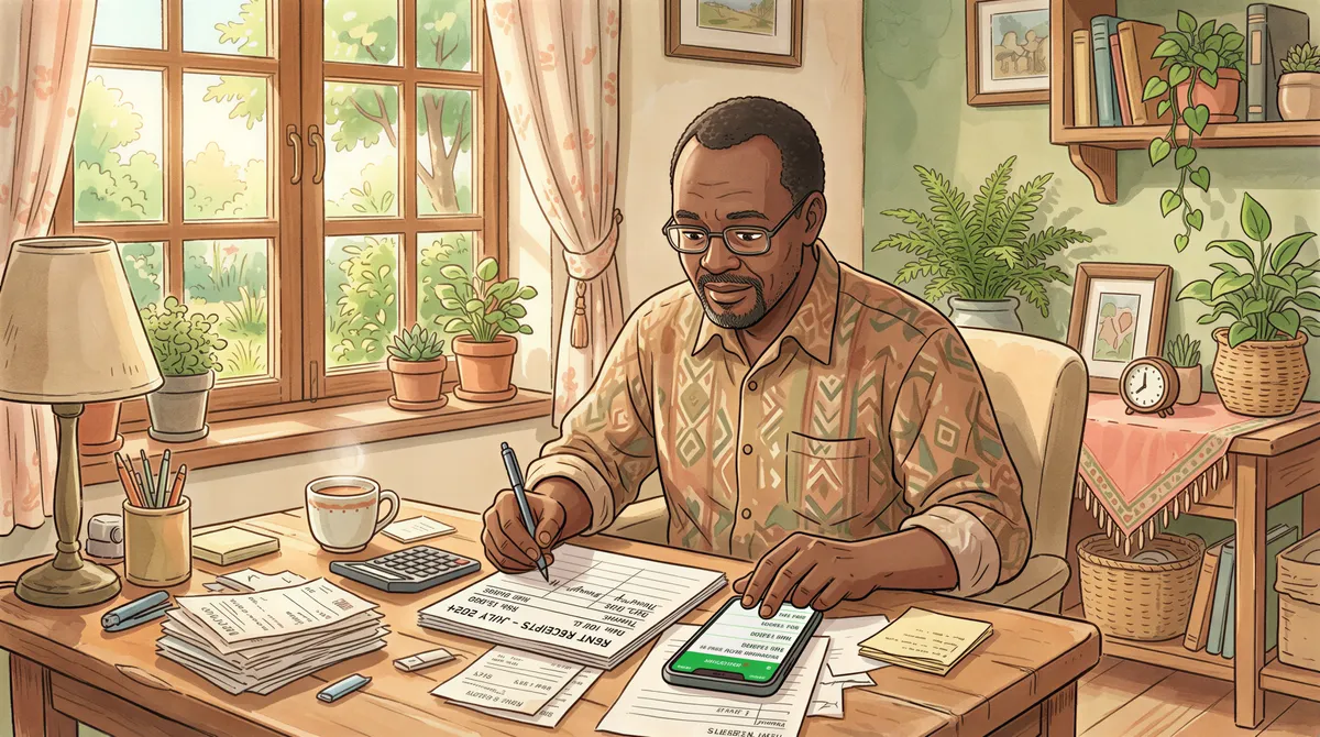 Kenyan landlord struggles with personal M-Pesa rent payments and receipts
