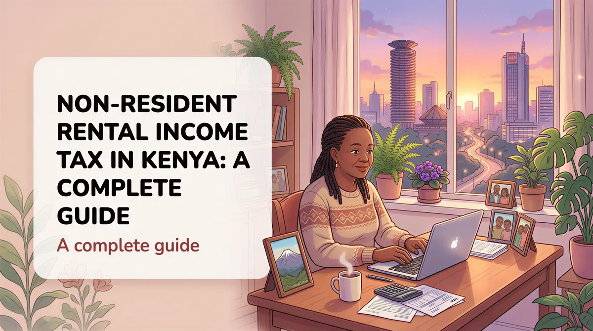 Studio Ghibli style banner for non-resident rental income tax in Kenya