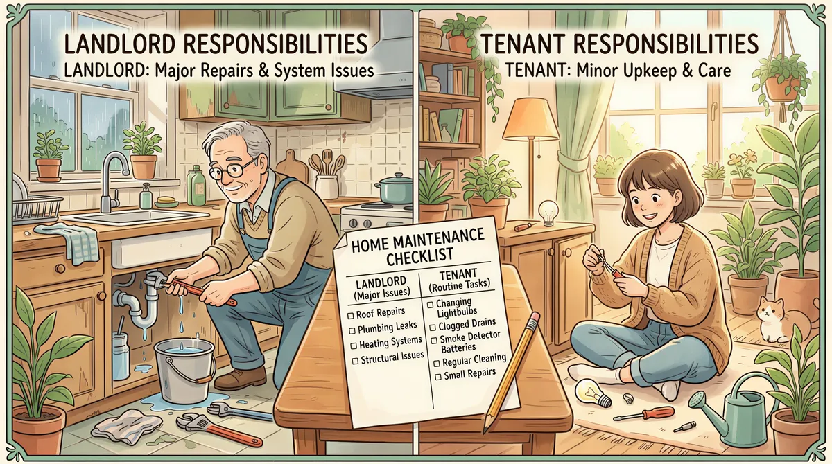Maintenance responsibilities split between landlord and tenant in a Kenyan rental
