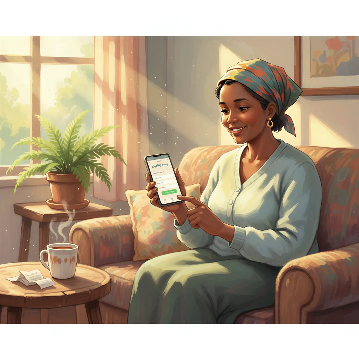 Kenyan landlord using KodiSawa app on smartphone with a simple payment entry screen