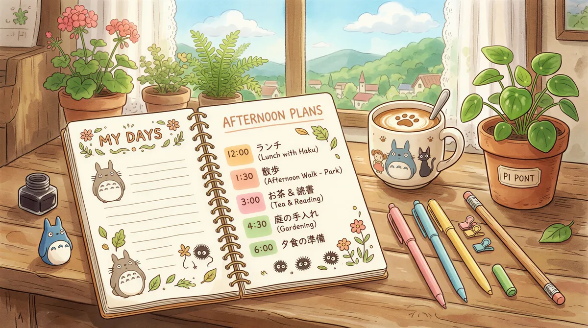 A calendar showing blocked out time slots for afternoon cafe working sessions.